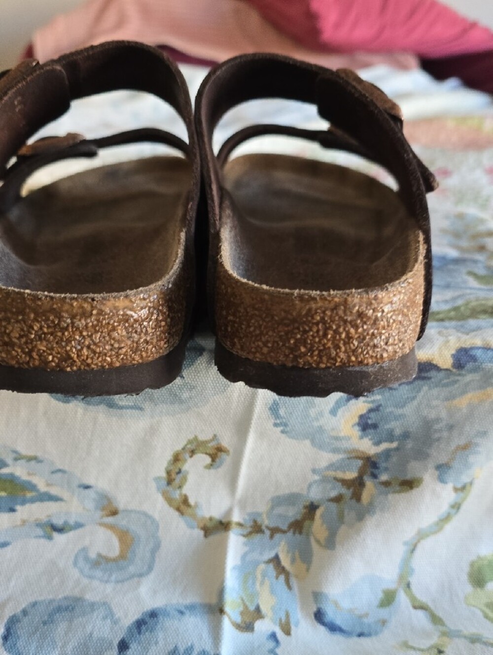 Classic Double-Strap Leather Slide Sandals in Dark Brown Sz 39 - Picture 6 of 7